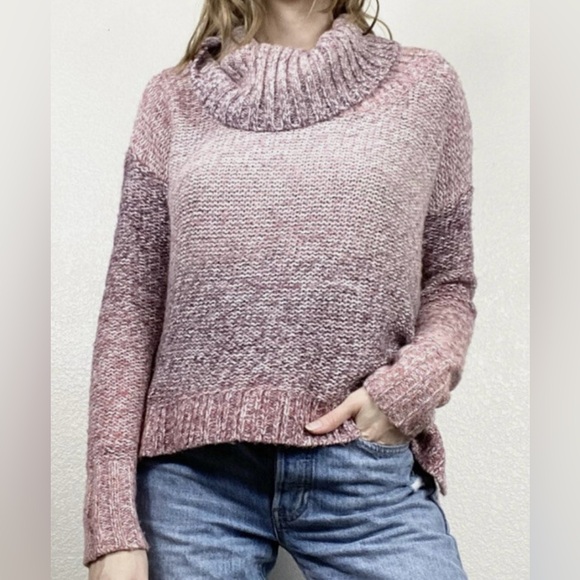 American Eagle Off Shoulder Cowl Neck Ombre Sweater - Picture 2 of 10